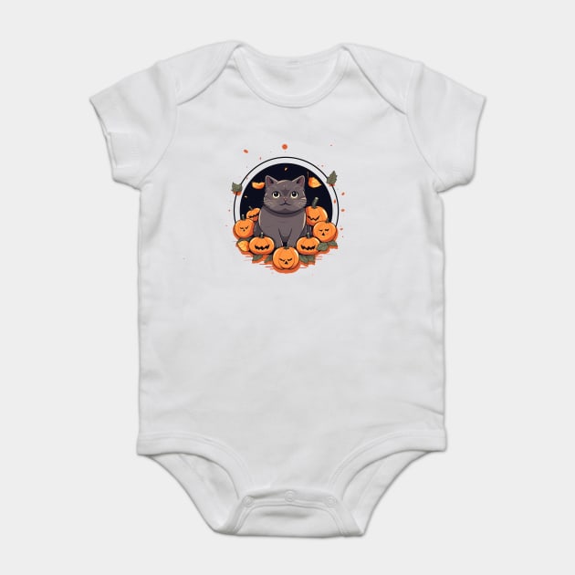 British Shorthair Cat Halloween, Cat Lover Baby Bodysuit by logiamerch